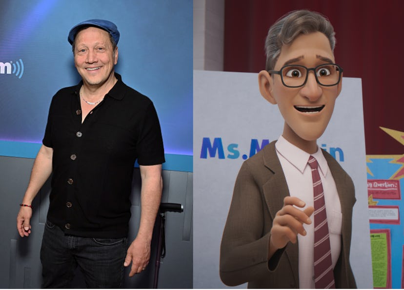 Rob Schneider side by side with his character from Leo, the principal