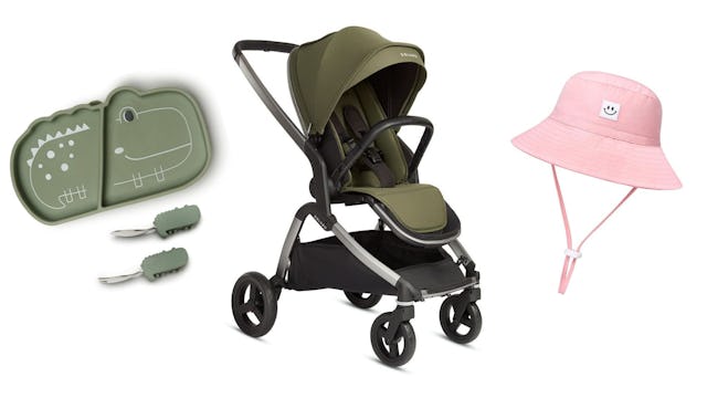 A suctioning placemat, travel stroller, and sun hat are all smart items to bring to Disney World wit...
