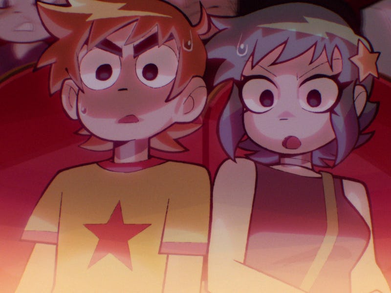 Scott Pilgrim (Michael Cera) and Ramona Flowers (Mary Elizabeth Winstead) in Scott Pilgrim Takes Off