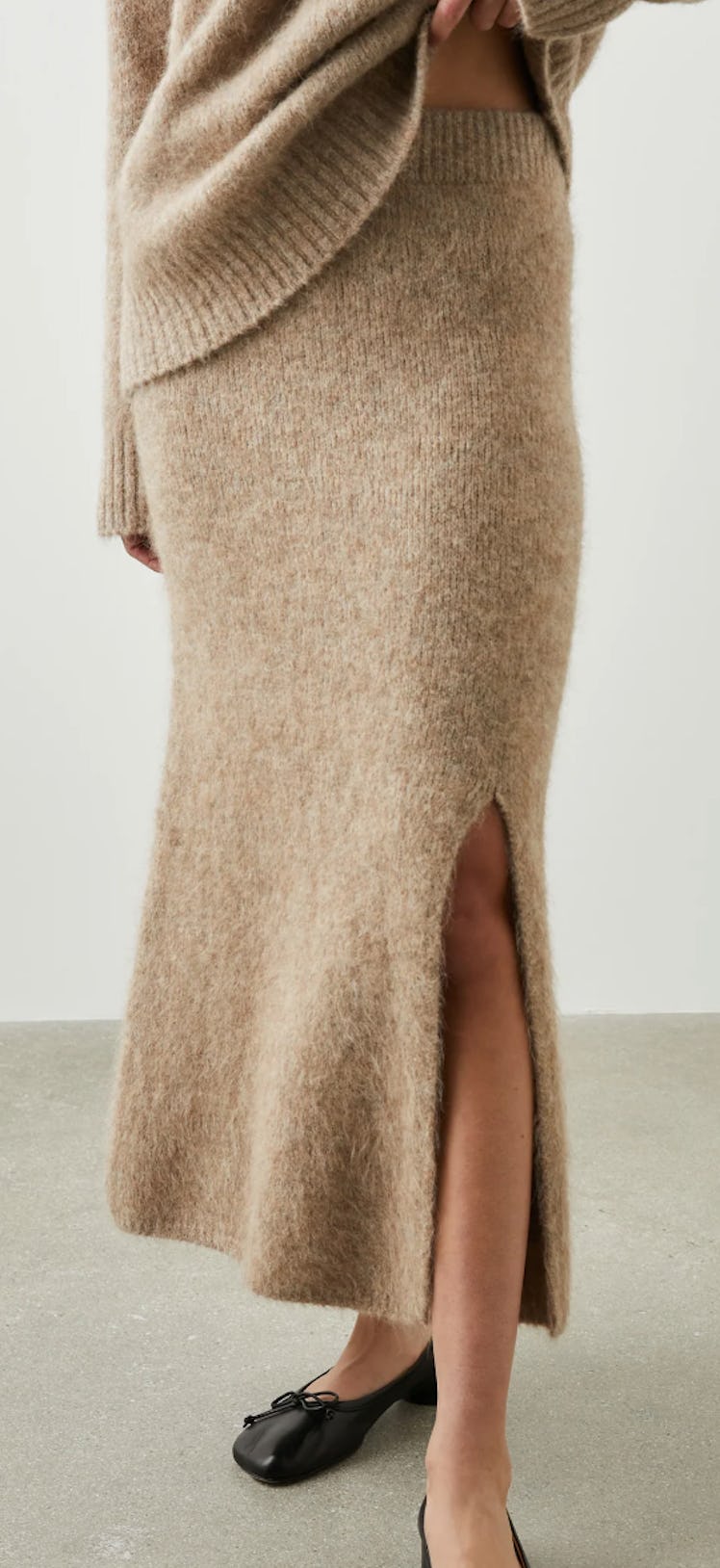 oatmeal midi skirt knit