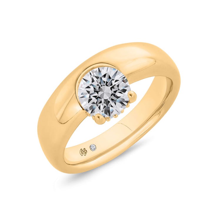 Bella Ponte Half Bezel Engagement Ring Setting In 14K Yellow Gold