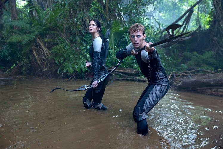 Jennifer Lawrence and Sam Claflin in The Hunger Games: Catching Fire