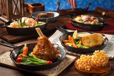 Main course options available to guests at Golden Crocus Inn in Hong Kong Disneyland's World Of Froz...