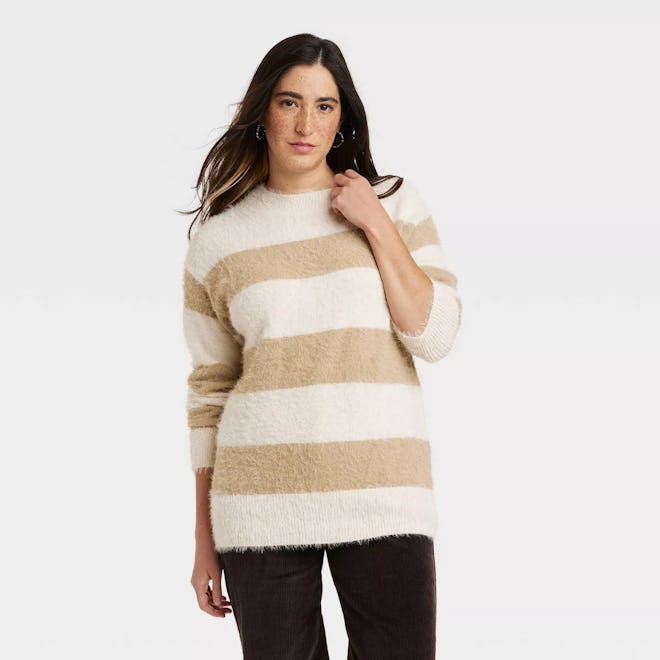 Fuzzy Tunic Pullover Sweater