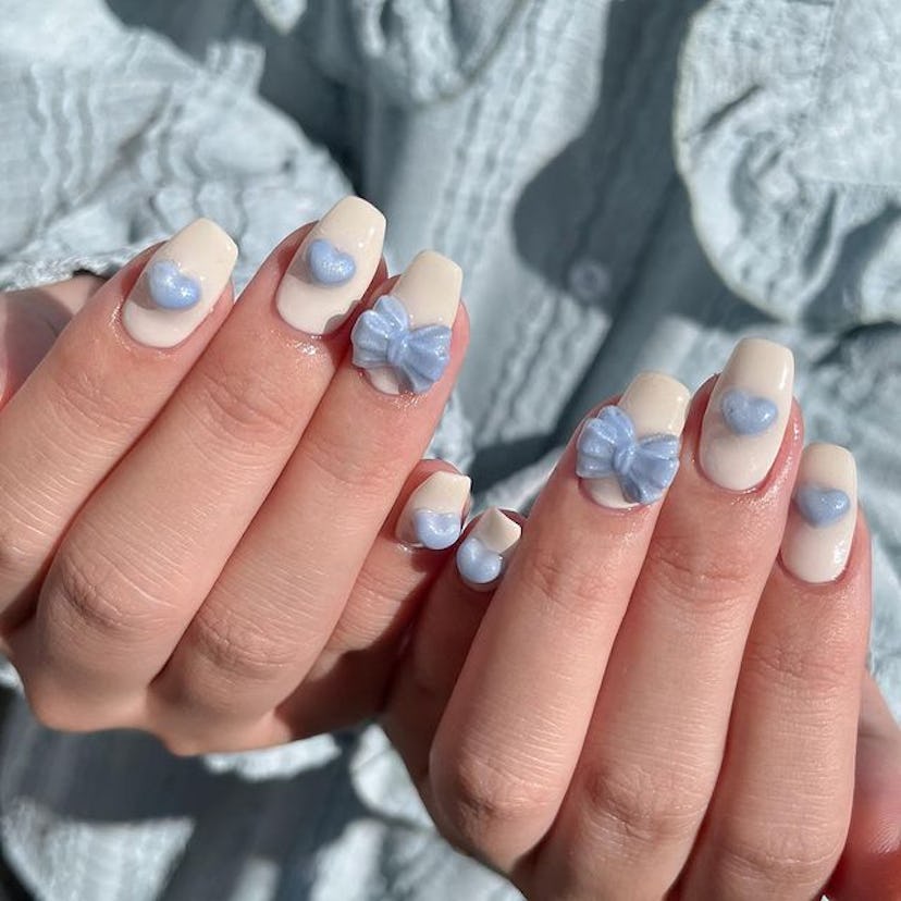 Bow Nails with Glitter: Balletcore Magic