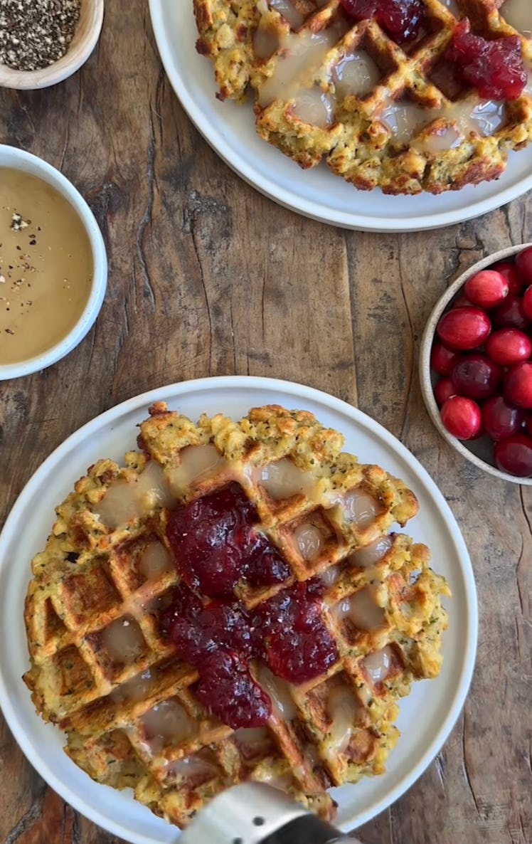 These leftover Thanksgiving waffles are a great recipe idea for after the holiday. 