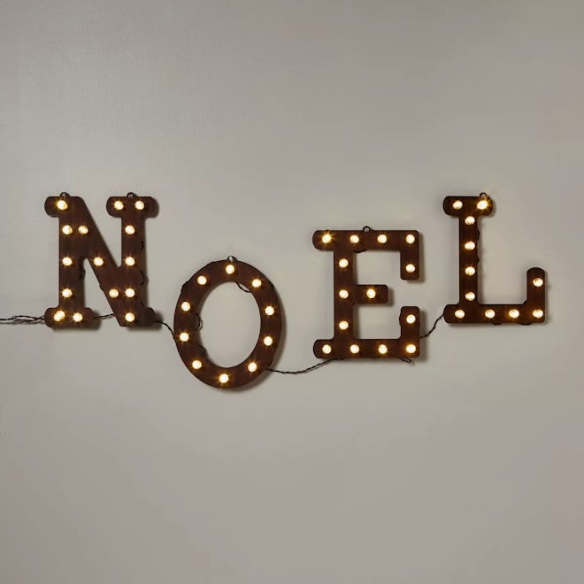 Hanging Lit Wood 'NOEL' Christmas Sign