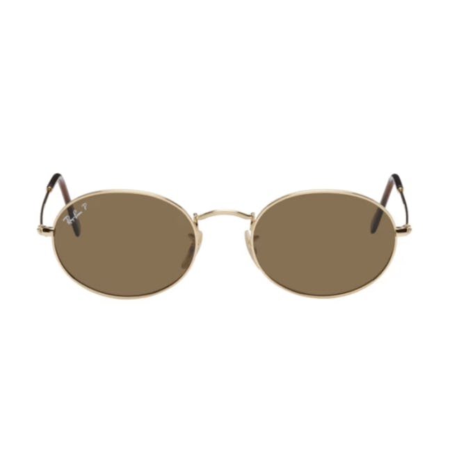 Ray-Ban Gold & Brown Oval Sunglasses
