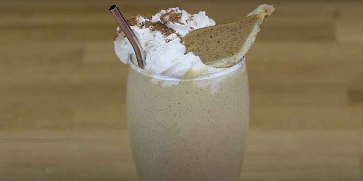You can use your pumpkin pie to make an easy Thanksgiving leftover recipe milkshake. 