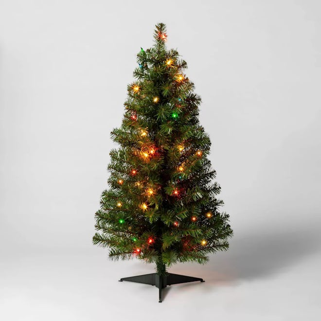 3' Pre-Lit Alberta Spruce Mini Artificial Christmas Tree Multicolor Lights 