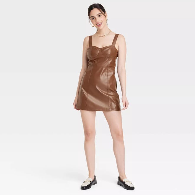 Faux Leather Bodycon Dress