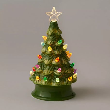 Target 6.875" Battery Operated Lit Ceramic Christmas Tree Green - Wondershop™