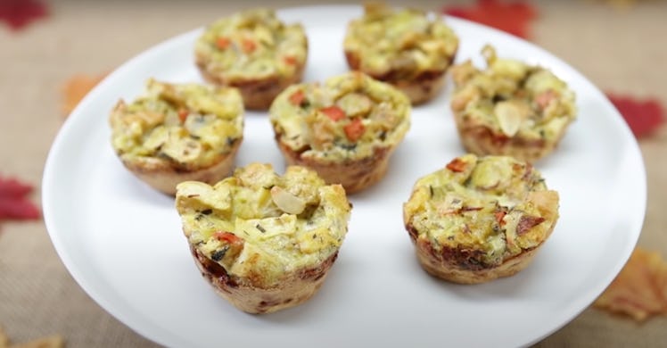 You can make these stuffing muffins with your leftovers from Thanksgiving. 