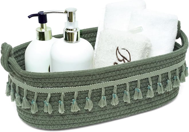 HOSROOME Small Cotton Rope Woven Basket