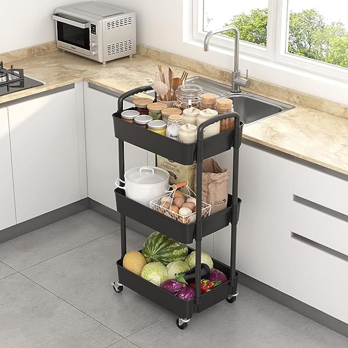 Sywhitta 3-Tier Plastic Rolling Utility Cart
