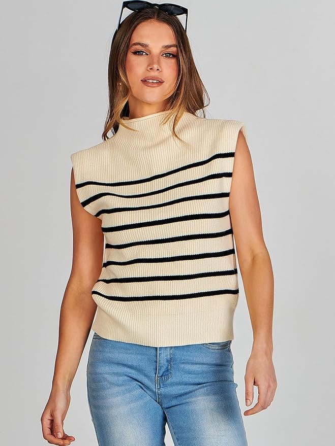 ANRABESS Mock Neck Sleeveless Sweater