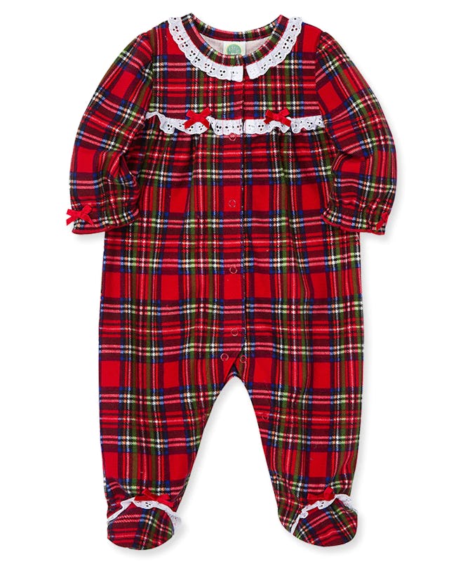 Girls Plaid Footie Pajama, cute christmas pajamas for babies