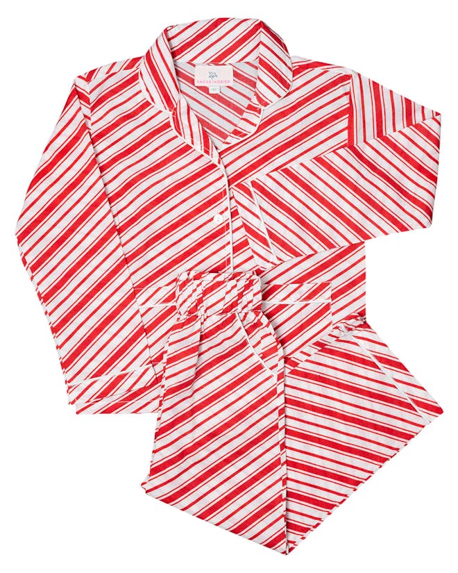 Candy Cane Striped Button Down Pajamas, cute christmas pajamas for kids