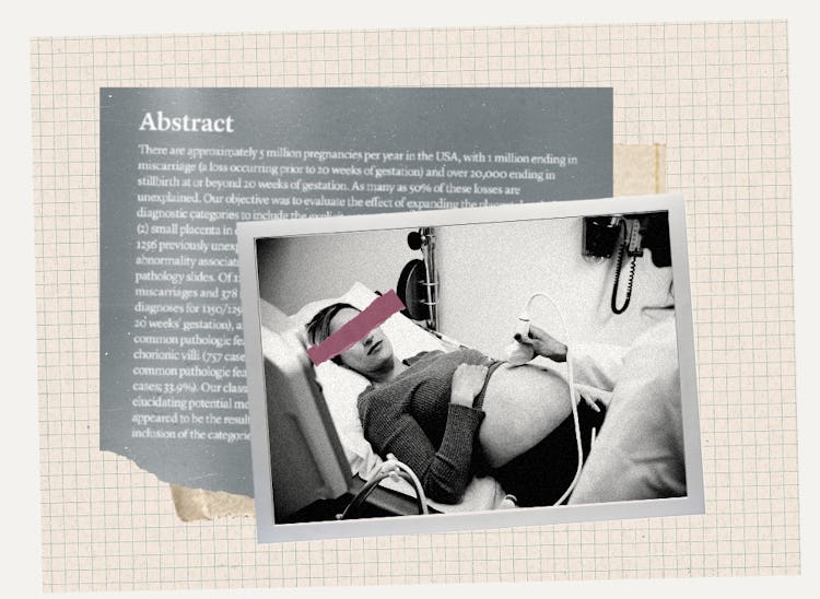 collage of a woman in hospital bed getting an ultrasound on her pregnant belly 