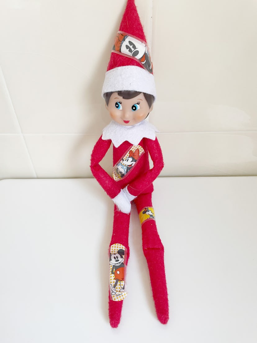 last minute elf on the shelf prank idea: covered in banadages
