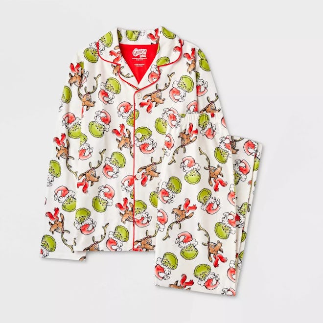 Kids' The Grinch Christmas Coat Pajama Set, cute christmas pajamas for kids