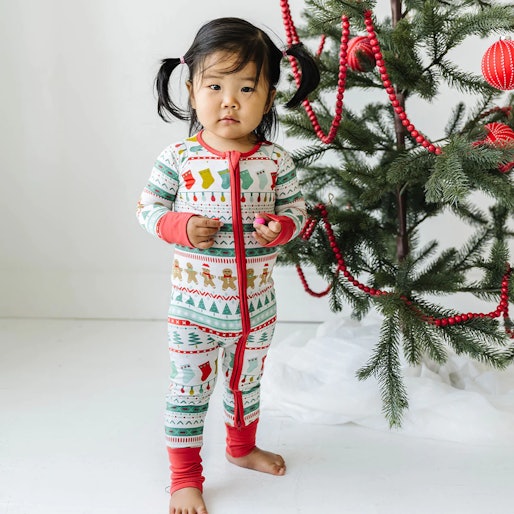 Little sleepies christmas pajamas in fair isle print, cute christmas pajamas for baby