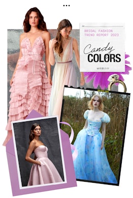 Candy Colors: Pastel colored wedding dresses are among 2024 bridal trends