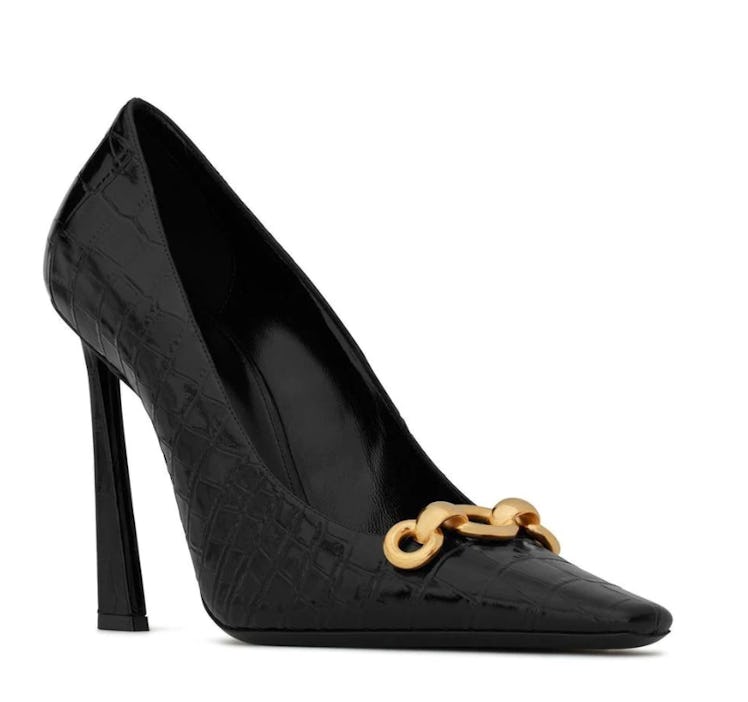 black croc-embossed heels