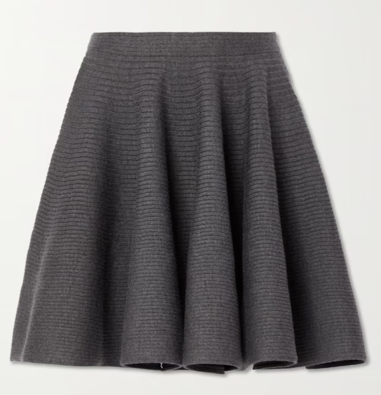 gray wool blend mini skirt