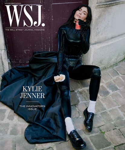 Kylie Jenner wore a bikini top and leather pants from Celine on her new Interview Magazine cover