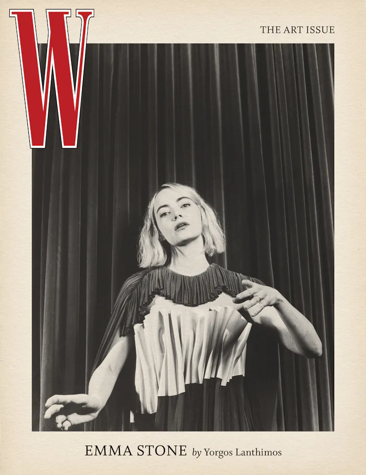 Emma Stone in Black and White on cover of W Magazine