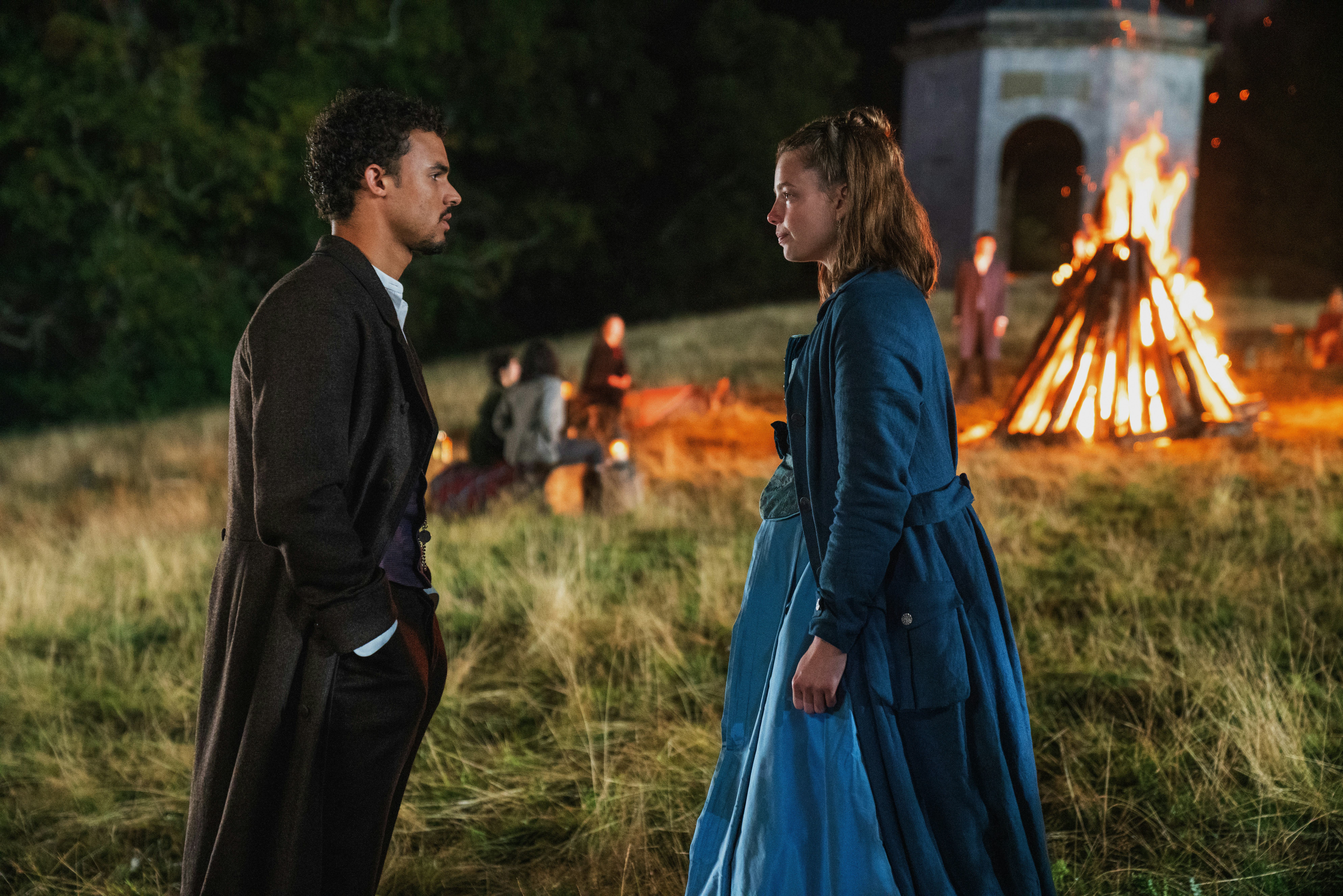 Matthew Broome and Kristine Frøseth in &ldquo;The Buccaneers,&rdquo; now streaming on Apple TV+.