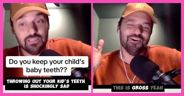 After Jake Johnson shared that he doesn't love the idea of throwing his kids' baby teeth away, he ad...