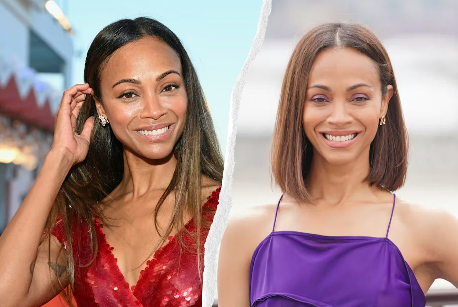 Zoe Saldana cut her length into a chic lob in 2023.