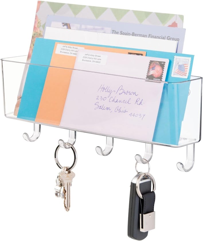 mDesign Plastic Wall Mount Mail and Key Holder