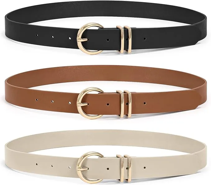 XZQTIVE Leather Dress Belts (3-Pack)