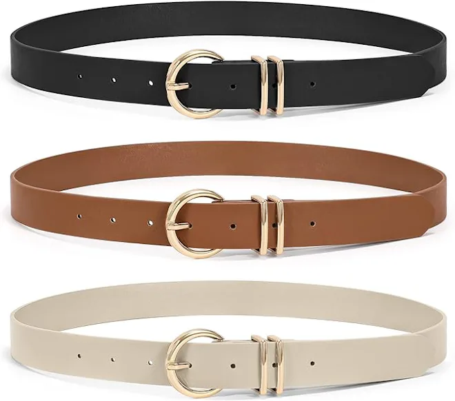 XZQTIVE Leather Dress Belts (3-Pack)