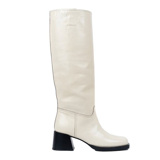 Joan Patent Leather Boot in Ivory