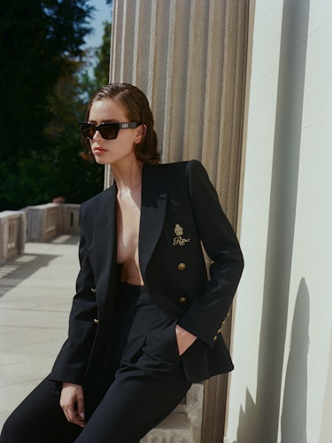 a look from frame clothing and ritz paris's collaboration