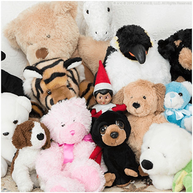 lazy elf on the shelf hiding idea: hide them in a pile of stuffies 