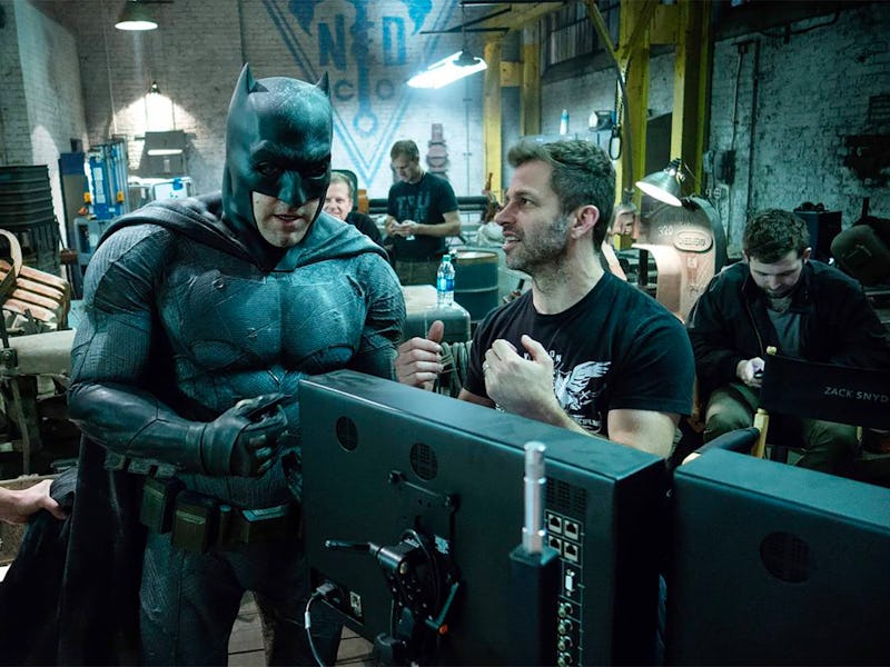 Zack Snyder directs Ben Affleck on the set of Batman v Superman: Dawn of Justice