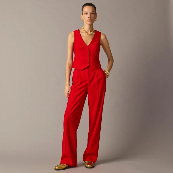 Collection Pleated Wide-Leg Tuxedo Pant in Italian wool