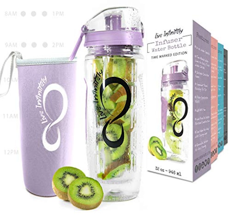 Live Infinitely Fruit Infuser Water Bottle With Time Marker