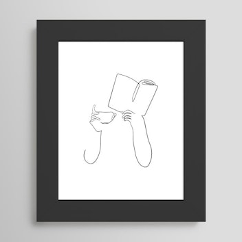 Book and Coffee Framed Art Print