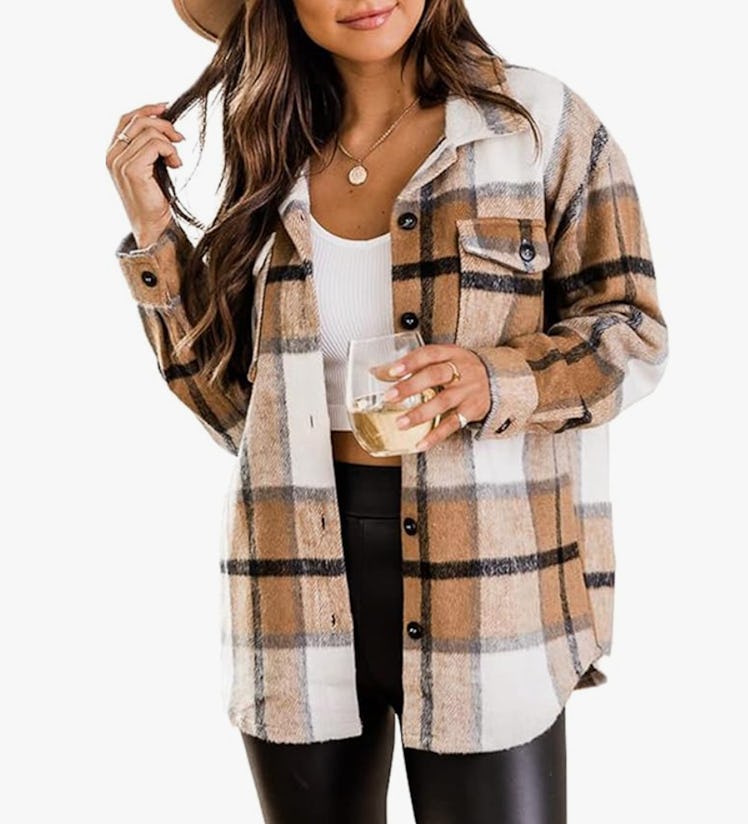 Memorose Plaid Flannel Oversized Shacket