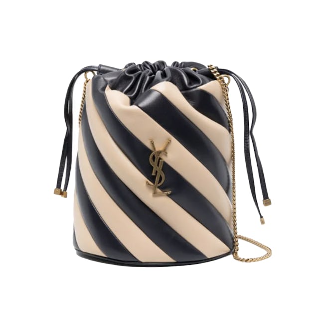 Saint Laurent Alix Striped Bucket Bag