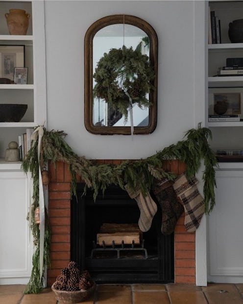 fireplace during the holidays
