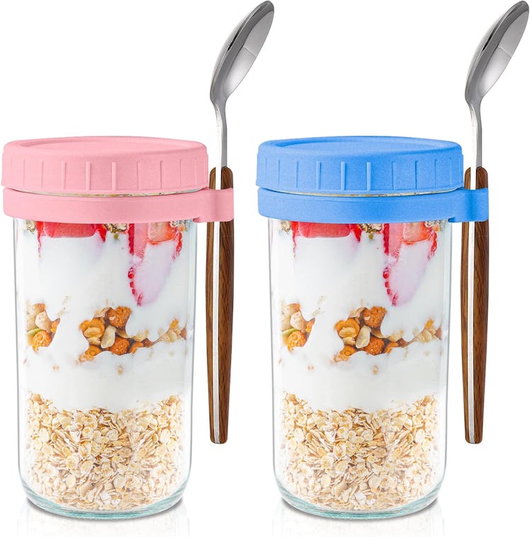 Vuinop Mason Jars for Overnight Oats (2 Pack)