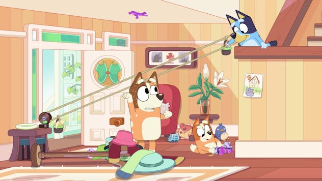 Chilli, Bingo, and Bluey in "Sticky Gecko."