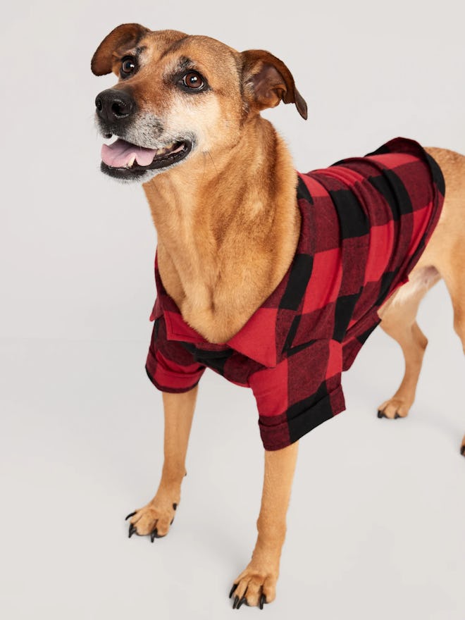 Matching Print Flannel Shirt for Pets, matching dog and baby Christmas pajamas